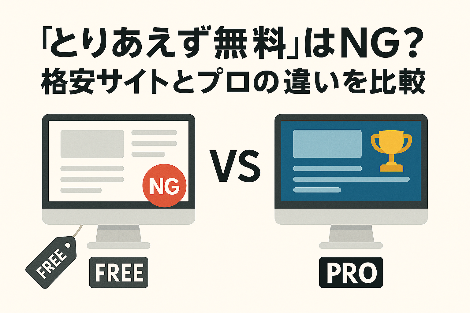 「とりあえず無料」はNG？格安サイトとプロの違いを比較した画像